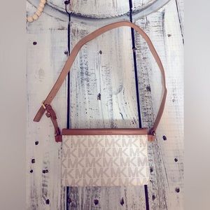 White and Brown Michael Kors Belt Bag NWOT